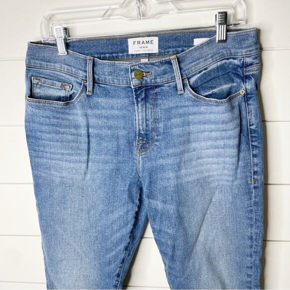 FRAME Le Garçon Mid Rise Skinny Cropped Stretch Jeans Bixby Wash Size 28 - Picture 3 of 10